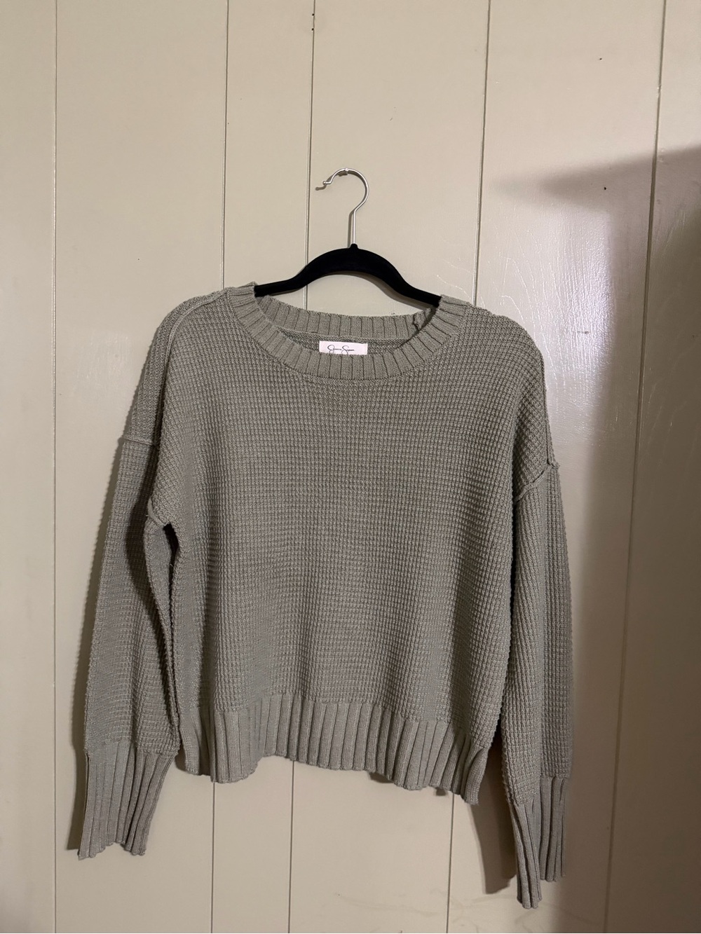 Jessica Simpson Casual Crewneck Knit Sweater - Sage Green